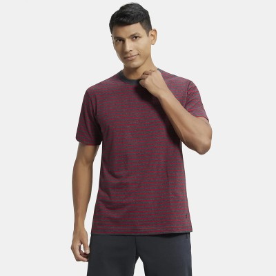 JOCKEY Striped Men Round Neck Black T-Shirt