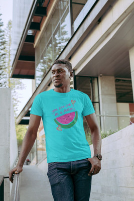amp Printed Men Round Neck Light Blue T-Shirt