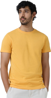 XYXX Solid Men Crew Neck Orange T-Shirt