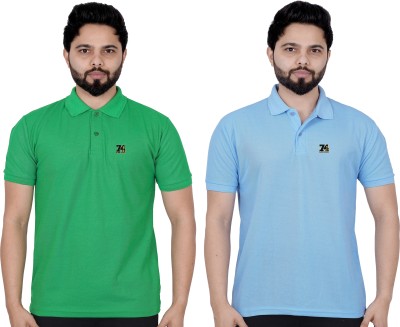 La Milano Solid Men Polo Neck Light Blue, Light Green T-Shirt