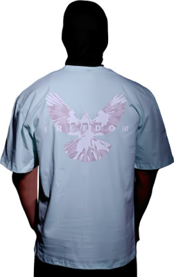 Zammy Printed Men Round Neck Light Blue T-Shirt