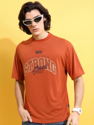 KETCH Printed Men Round Neck Orange T-Shirt