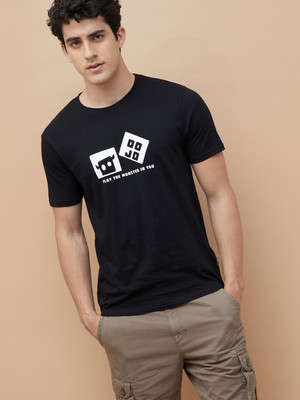 Fame Forever by Lifestyle Printed Men Round Neck Black T-Shirt