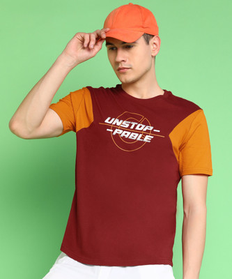 TIGER SHROFF - PROWL Printed Men Round Neck Maroon, Orange T-Shirt