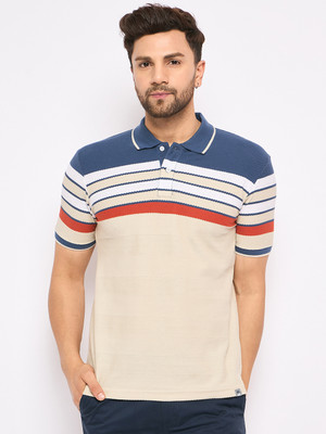 DUKE Striped Men Polo Neck Multicolor T-Shirt
