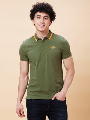 BEING HUMAN Solid Men Polo Neck Green T-Shirt