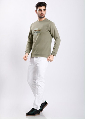 HIGHTRIBE Printed Men Round Neck Dark Green T-Shirt