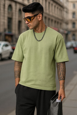 oxl Solid Men Round Neck Reversible Green T-Shirt
