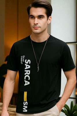 FASHIUM Typography Men Round Neck Black T-Shirt