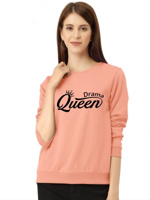 QEEN STAR FASHION Printed, Typography Women Round Neck Orange T-Shirt