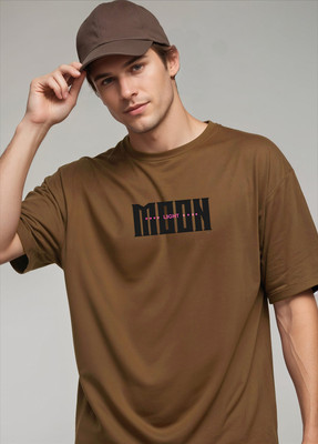 METRONAUT Printed Men Round Neck Brown T-Shirt