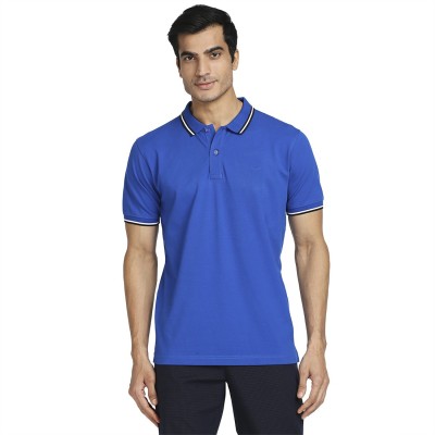 COLORPLUS Solid Men Polo Neck Blue T-Shirt