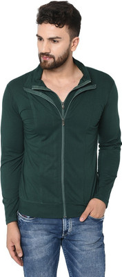 Tresna Trending Solid Men Polo Neck Dark Green T-Shirt