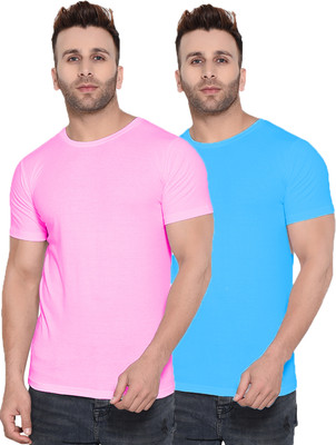 Kroptee Solid Men Round Neck Multicolor T-Shirt