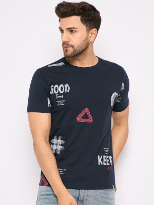 DUKE Printed, Typography Men Round Neck Blue T-Shirt