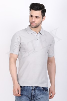 FUNKY GUYS Solid Men Polo Neck Grey T-Shirt