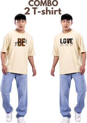 Deadstock Theory Printed Men Round Neck Beige T-Shirt