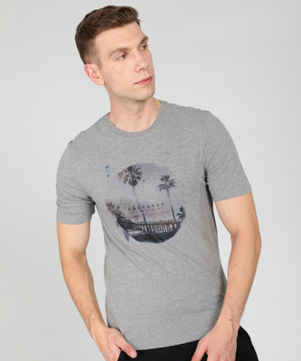 Skechers Printed Men Crew Neck Grey T-Shirt