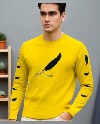 StyleFlick Printed Men Round Neck Yellow T-Shirt
