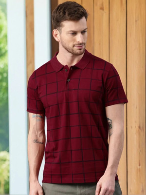 Kryptic Printed Men Polo Neck Red T-Shirt