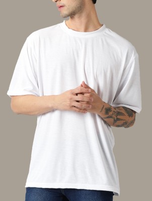 Diversify Solid Men Round Neck White T-Shirt