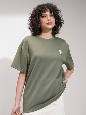 Tokyo Talkies Graphic Print Women Round Neck Green T-Shirt