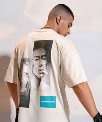 HIGHLANDER Printed Men Round Neck White T-Shirt