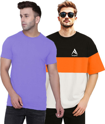 Kroptee Colorblock, Solid Men Round Neck Multicolor T-Shirt