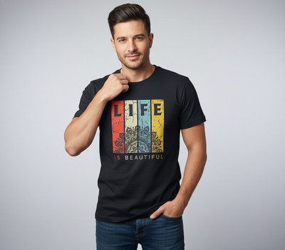 GUTI Printed Men Round Neck Black T-Shirt