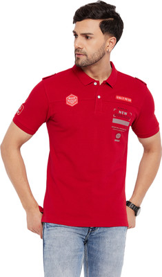 DUKE Typography Men Polo Neck Red T-Shirt