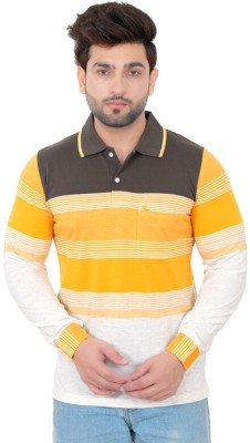 Embro Striped Men Polo Neck Multicolor T-Shirt