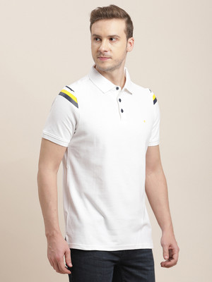 TURTLE Printed Men Polo Neck White T-Shirt