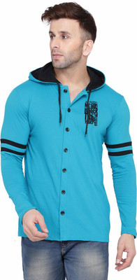 Lawful Casual Graphic Print Men Hooded Neck Light Green T-Shirt