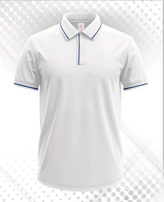 GRATITUDE ROCK Solid Men Polo Neck White T-Shirt