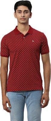 PARX Printed Men Polo Neck Maroon T-Shirt