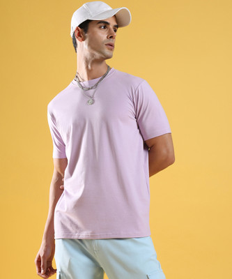 CAMPUS SUTRA Solid Men Round Neck Pink T-Shirt