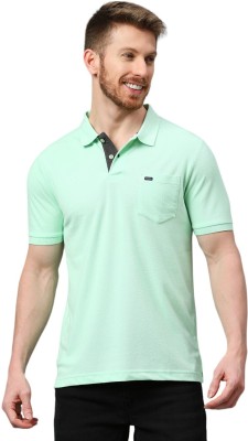 Klub Fox Solid Men Polo Neck Light Green T-Shirt