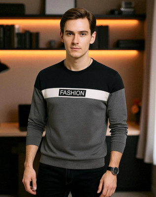 Autna Printed Men Round Neck Grey T-Shirt