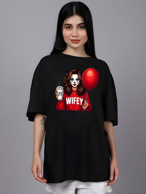 Moda Rapido Graphic Print Women Round Neck Black T-Shirt
