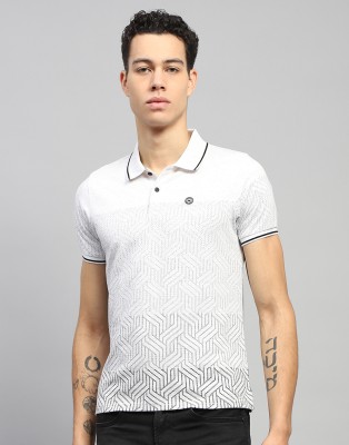 MONTE CARLO Printed Men Stylised Neck White T-Shirt