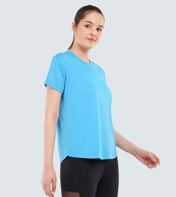 Chicaria Sporty Women Round Neck Light Blue T-Shirt