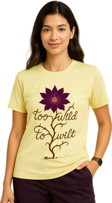 Aasha-Kriti Graphic Print Women Round Neck Yellow T-Shirt