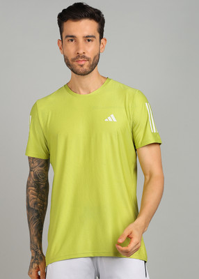 ADIDAS Solid Men Round Neck Green T-Shirt