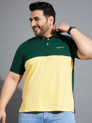 bigbanana Colorblock Men Polo Neck Green T-Shirt