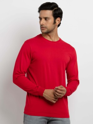 Status Quo Solid Men Round Neck Red T-Shirt