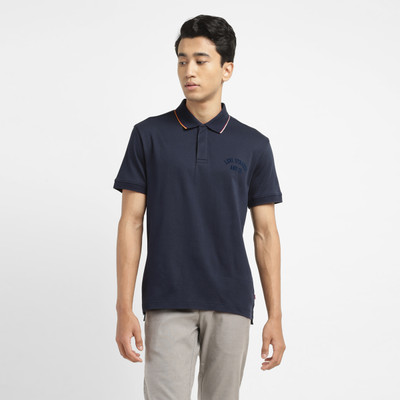 LEVI'S Solid Men Polo Neck Blue T-Shirt