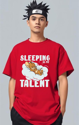 BLOSSOMTRADER Printed Men Round Neck Red T-Shirt