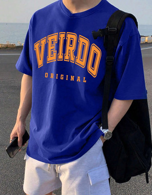 Veirdo Printed, Typography Men Round Neck Blue T-Shirt