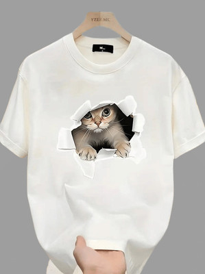 ELBATROSS Graphic Print Men Round Neck White T-Shirt