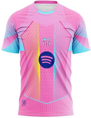 BARCELONA JERSEY Printed Men Round Neck Multicolor T-Shirt